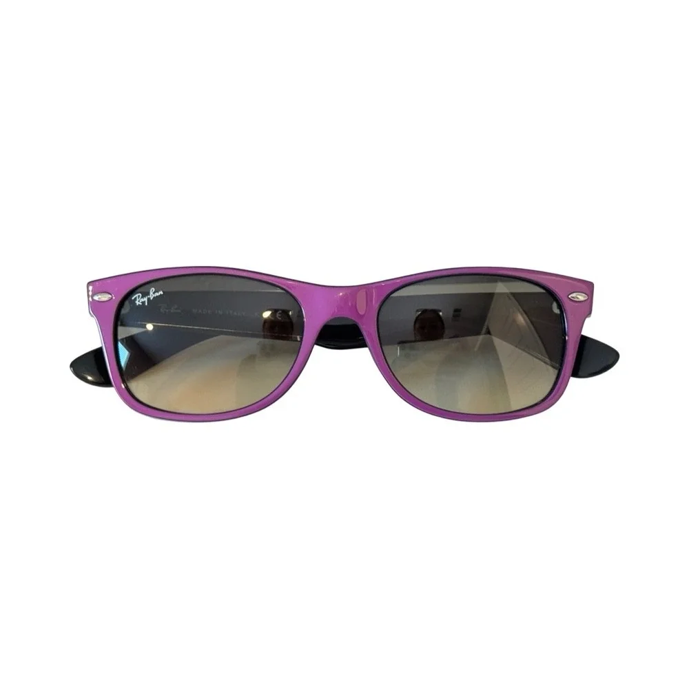 Ray-Ban New Wayfarer RB 2132 Black Purple Gradient Sunglasses Made in Italy